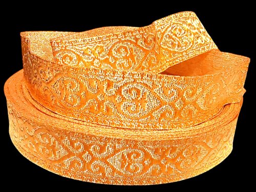 Woven ribbon with heart ornaments – gold glitter design on 20mm – elegant & romantic