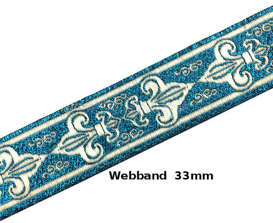„Royal Damask“ – Glitzer-Ornament-Webband 33 mm