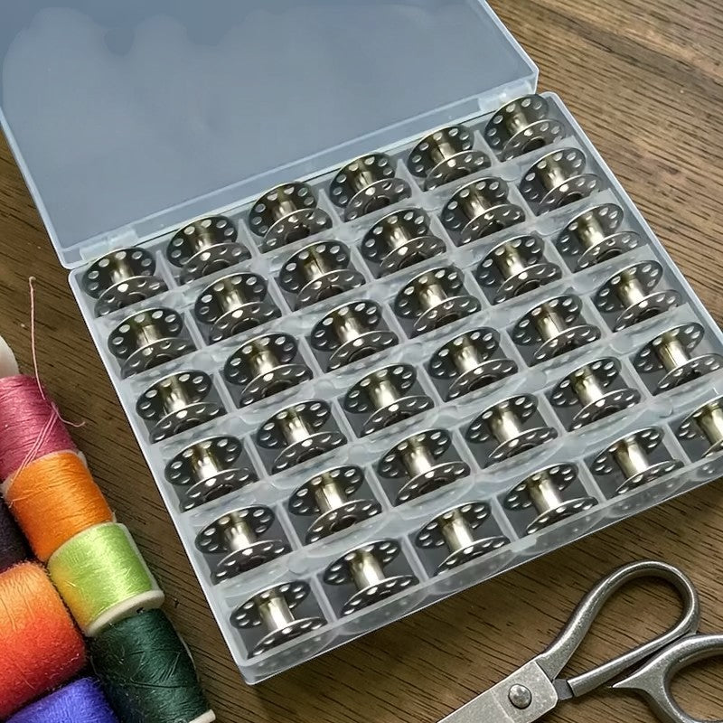 36 Metallspulen in praktischer Aufbewahrungsbox -  🧵 Ordnung mit System
