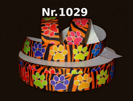 Pfotenabdrücke auf Tigermuster - 22mm