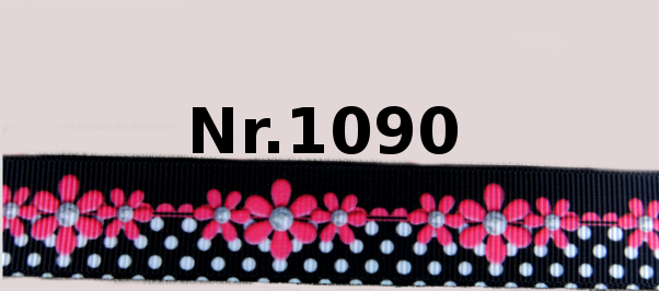 Vintage-Blumenband mit Punktemuster & schwarzem Akzent – 22mm