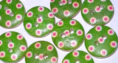 Holzknöpfe mit Punkten in verschiedene Farben