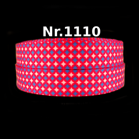 Abstraktes Karo-Band in Rot, Weiß & Blau – 22mm