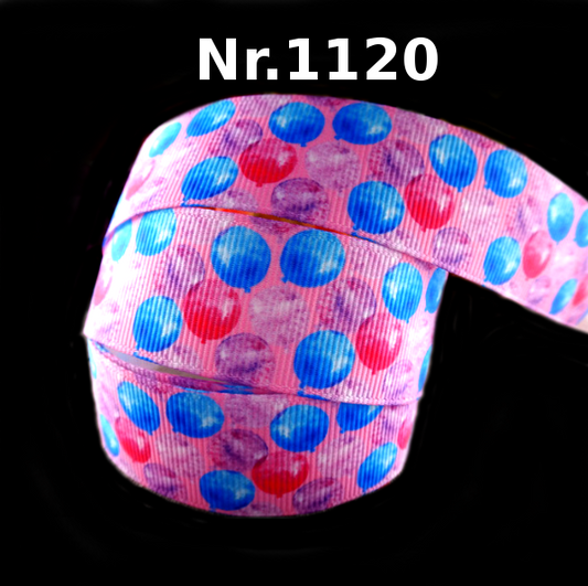 Fröhliches Luftballon-Band auf Pink – 25mm