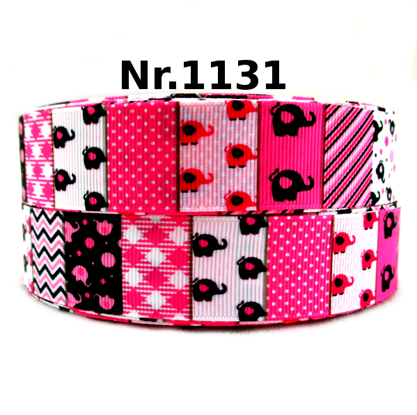 Patchwork-Band mit Elefantenmotiven – 25mm