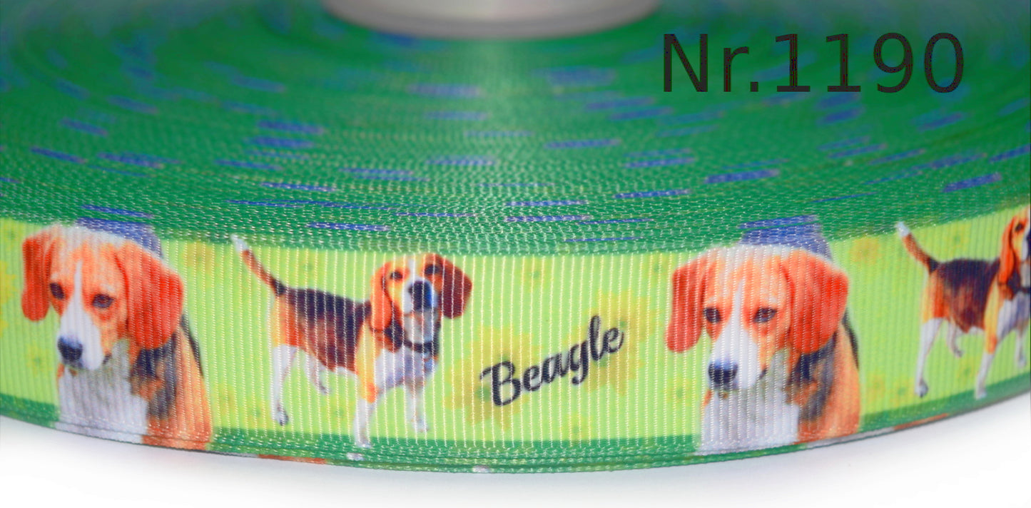 Exklusives  Beagle -Band mit Blumen – 22mm