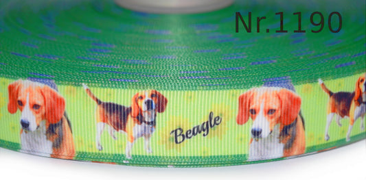 Exklusives  Beagle -Band mit Blumen – 22mm