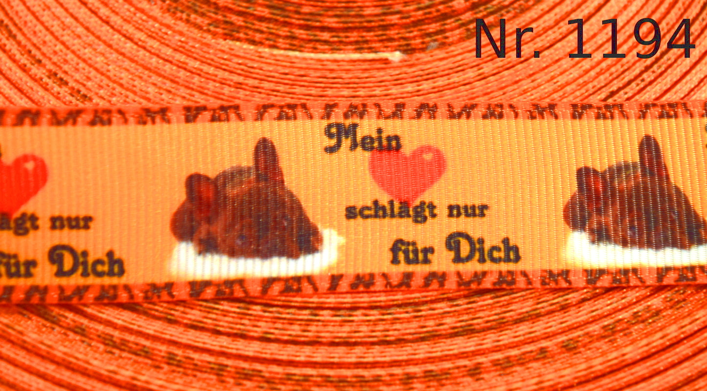 Exklusives  Mein Herz schlägt nur für Dich - Band mit Französischer Bulldogge – 22mm