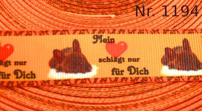 Exklusives  Mein Herz schlägt nur für Dich - Band mit Französischer Bulldogge – 22mm