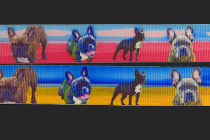 Exklusives  Französische Bulldogge -Band mit Himmel – 22mm (Gelb)