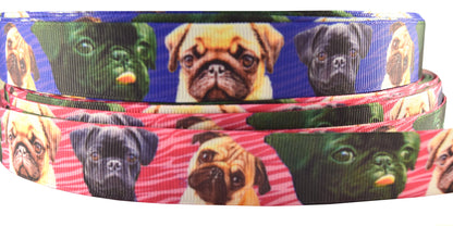 Exklusives  Mops - Band mit Tigerstreifen – 22mm (Blau)