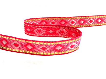 Vibrant diamond shapes – 14 mm woven ribbon in lively color combinations