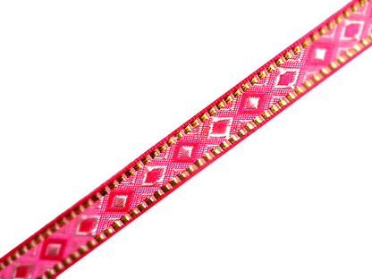 Vibrant diamond shapes – 14 mm woven ribbon in lively color combinations