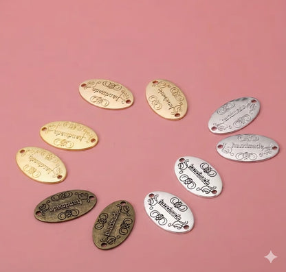 Metall-Label "Handmade" Oval 32 mm – Zum Aufnähen & Nieten