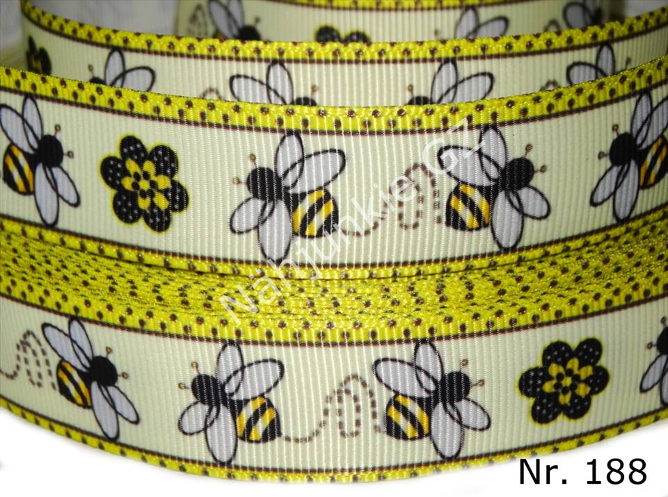 Bienen-Band – 22mm | Fröhliche Bienen auf gelbem Hintergrund
