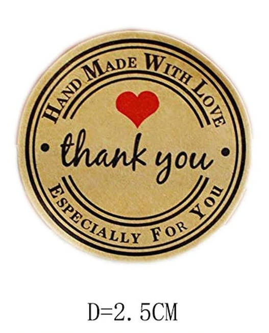 Kraftpapier Etiketten - Aufkleber  Handmade with Love