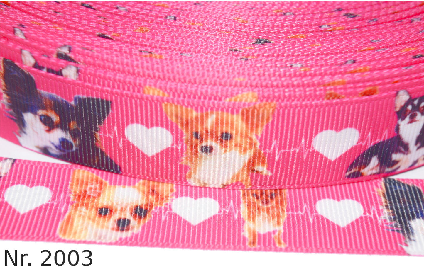 Exklusives  Chihuahua Lebenslinie -Band mit Herz – 22mm