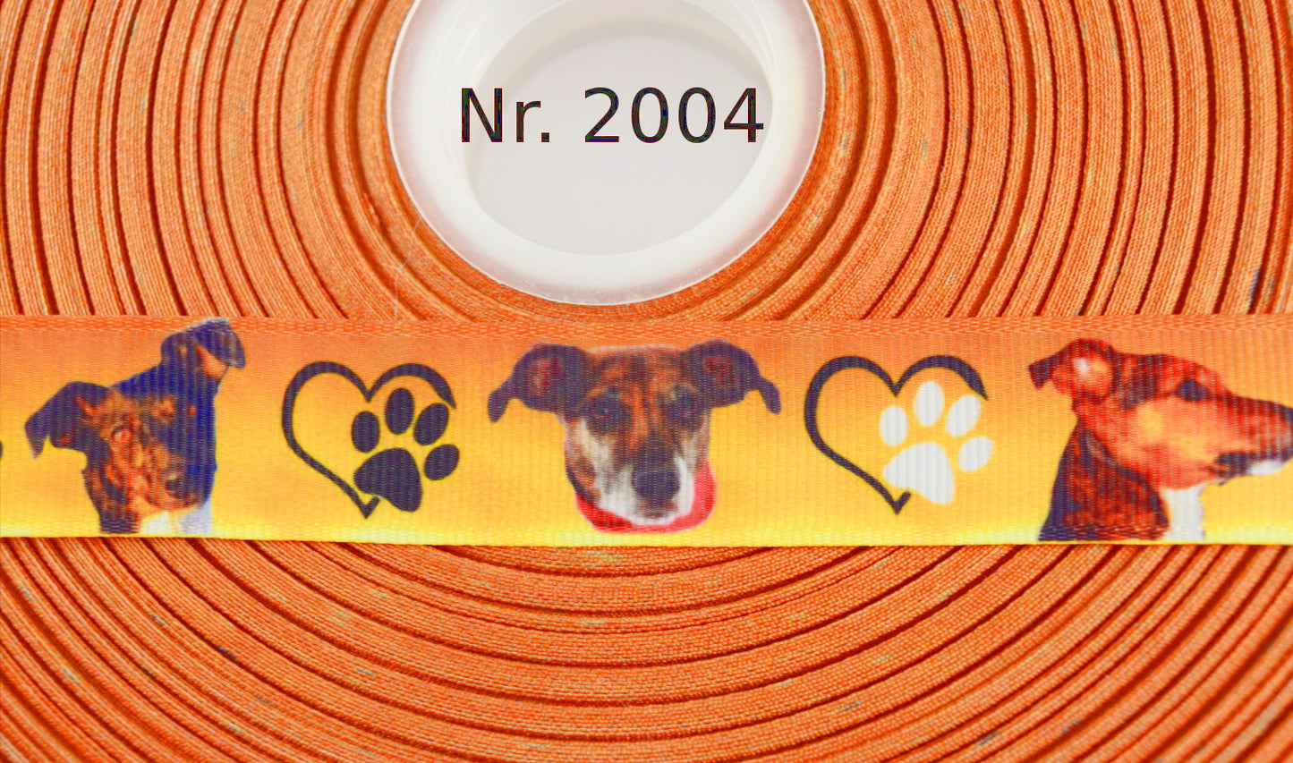 Exklusives  Jack Russell & Herz - Band mit Orangem Farbverlauf – 22mm