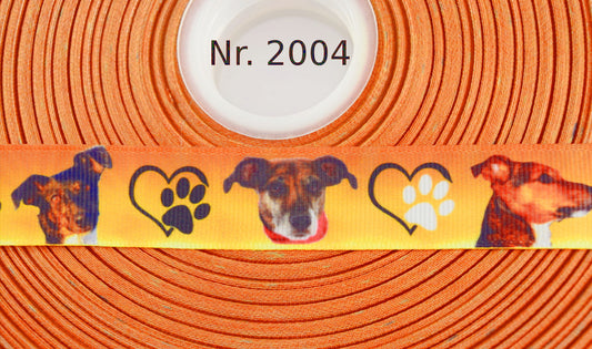 Exklusives  Jack Russell & Herz - Band mit Orangem Farbverlauf – 22mm