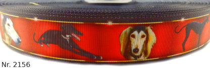 Exklusives  Galgo - Band mit Rot-Schwarz - Gold-Design – 22mm