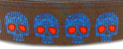 Exklusives  Blaue Totenköpfe mit Roten Augen -Band – 16mm