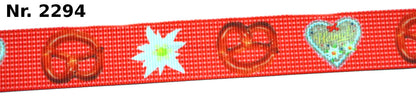 Exklusives  Oktoberfest - Band mit Brezeln, Lebkuchenherzen & Edelweiß – 22mm