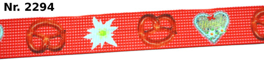 Exklusives  Oktoberfest - Band mit Brezeln, Lebkuchenherzen & Edelweiß – 22mm