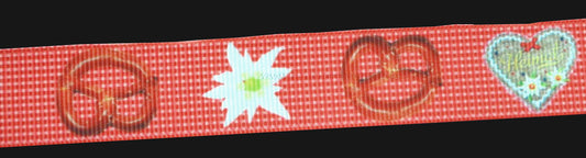 Exklusives  Oktoberfest - Band mit Brezeln, Lebkuchenherzen & Edelweiß – 22mm