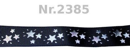 ⭐ Funkelnder Sternenzauber – Edles Ripsband mit silberner Folierung und Sternen-Motiv ✨