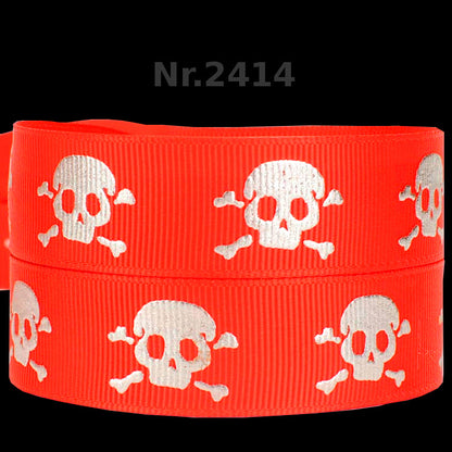 „Rebellischer Style – Markantes Totenkopf-Band mit edlem Silber-Foliendruck“ 22 mm