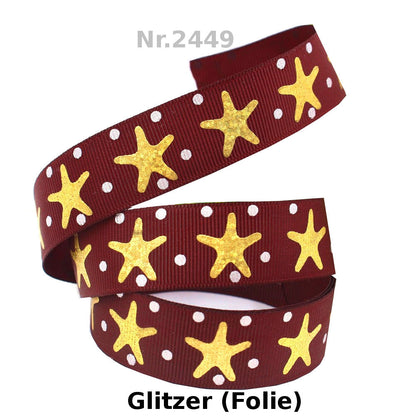 🌊 Maritimer Glanz – Ripsband mit Gold-Prisma Seesternen in 5 Farben ⭐