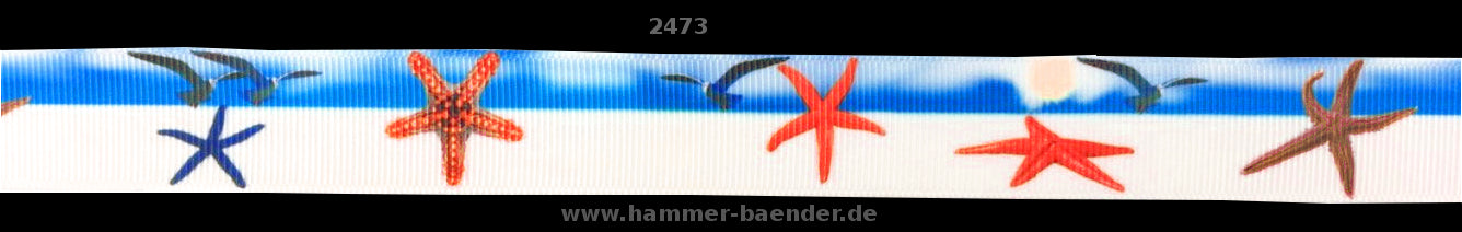 Exklusives  Strand & Meer - Band mit Seesternen und Möwen – 22mm