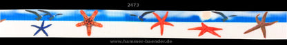 Exklusives  Strand & Meer - Band mit Seesternen und Möwen – 22mm