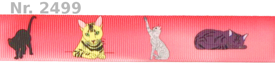 Exklusives  Katzenliebe - Band mit Pastellrotem Farbverlauf – 22mm