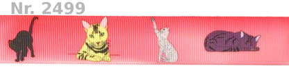 Exklusives  Katzenliebe - Band mit Pastellrotem Farbverlauf – 22mm