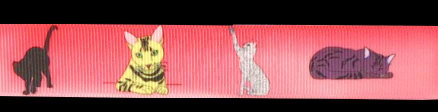 Exklusives  Katzenliebe - Band mit Pastellrotem Farbverlauf – 22mm