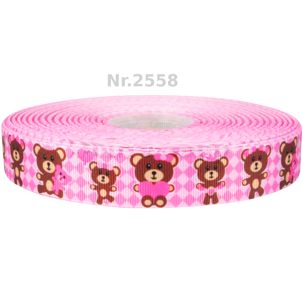 Süße Bärchen mit Herz Ripsband 22mm