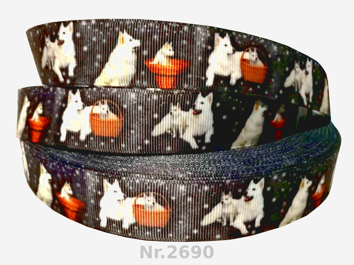 Exklusives  Weißer Schäferhund & Welpen - Band mit Sternenhintergrund – 25mm