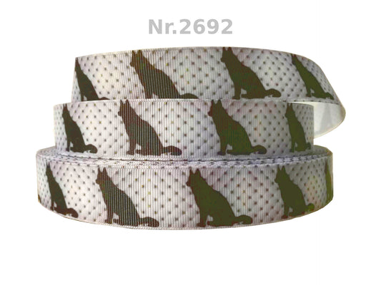 Exklusives  Edle Schäferhund - Silhouetten - Band im Lederpolster - Look – 25mm