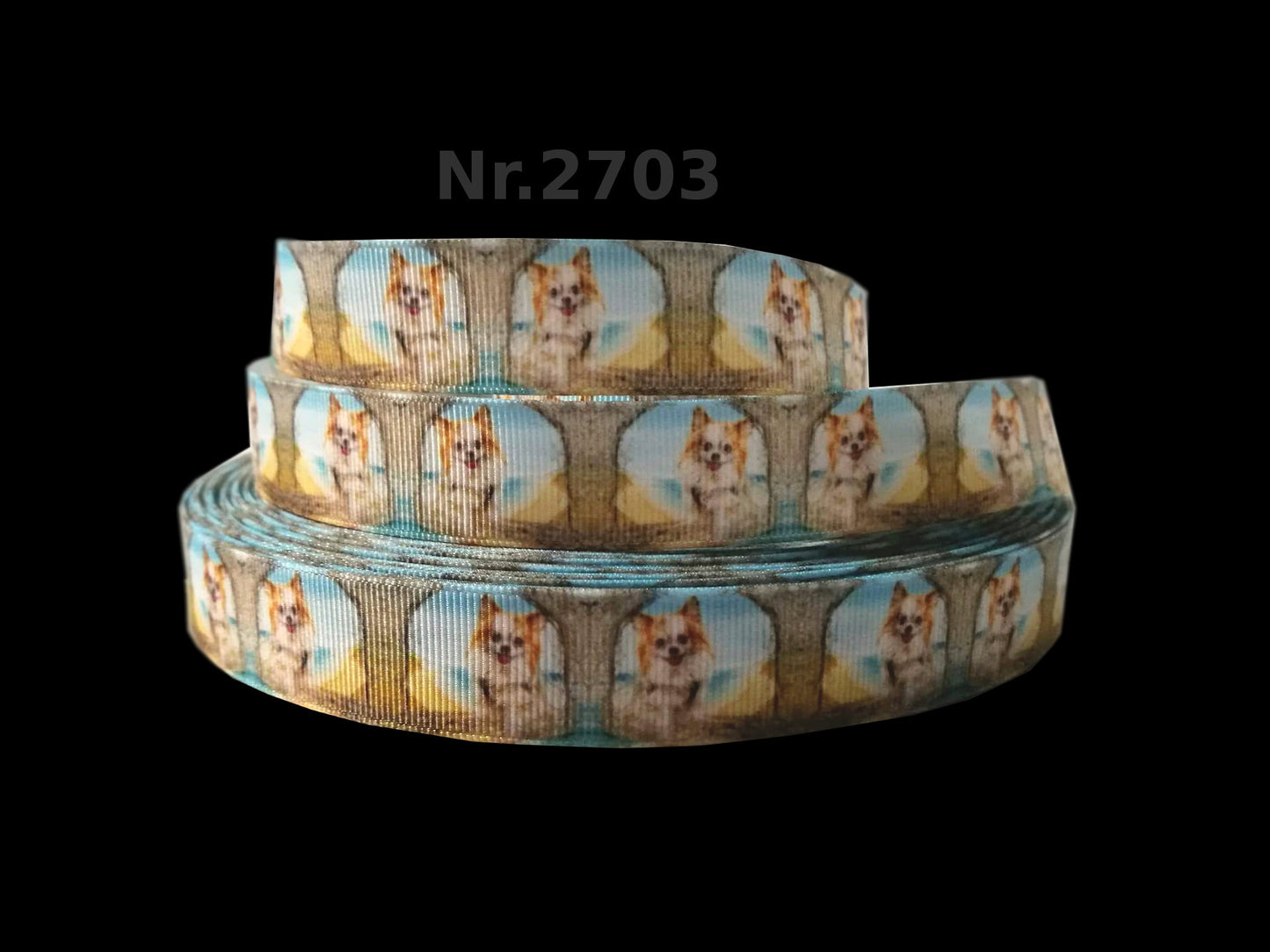 Exklusives  Chihuahua am Strand -Band mit Steinsäulen – 22mm