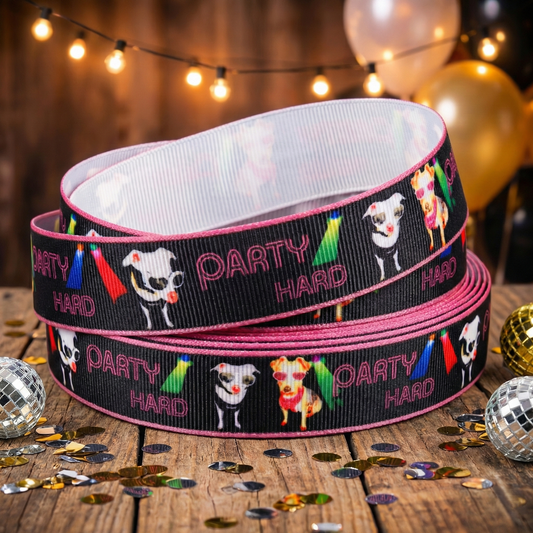 Exklusives  Party Hard - Hundeband mit Sonnenbrillen – 22mm