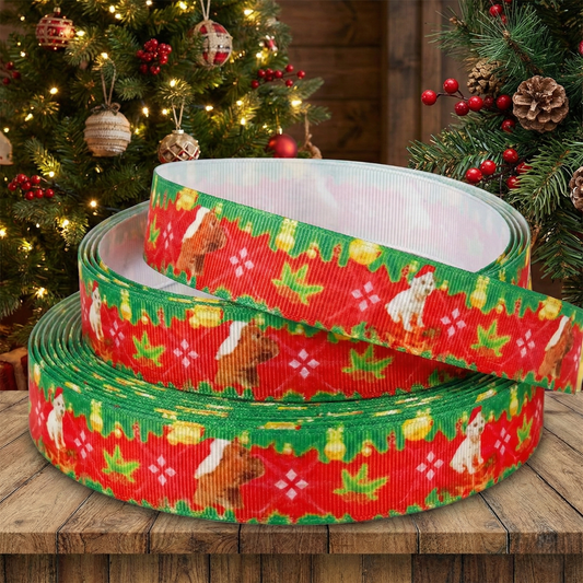 Exklusives  Weihnachtshunde - Band mit Nikolausmützen – 22mm