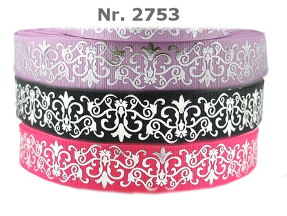 Blumen Ornament Silber Folie in verschiedenen Farben - 25mm