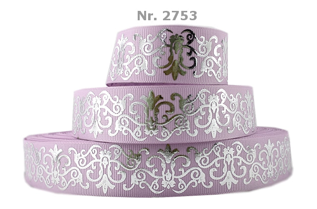 Blumen Ornament Silber Folie in verschiedenen Farben - 25mm