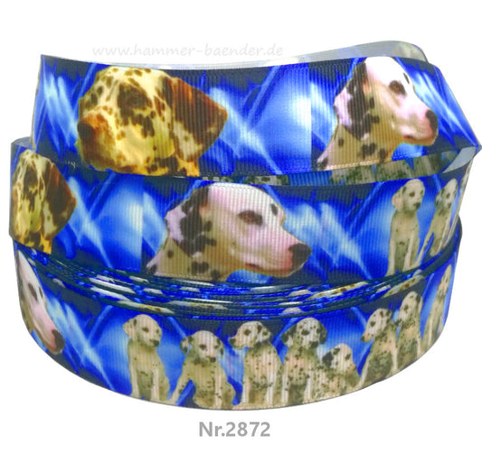 Exklusives  Dalmatiner & Welpen -Band im abstrakten Blau-Weiß – 25mm
