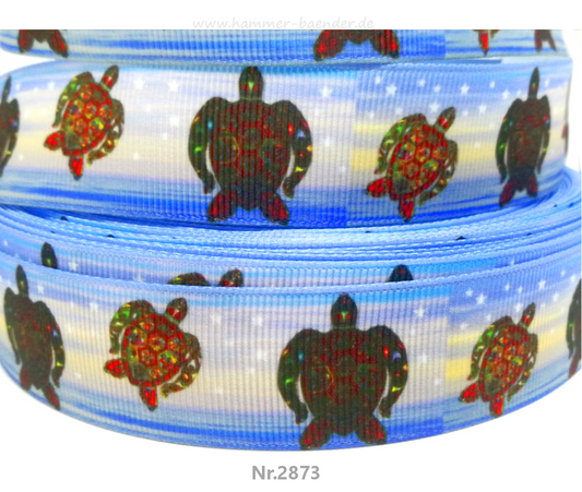 Exklusives  Mandala Schildkröten - Band mit Meereshorizont – 25mm