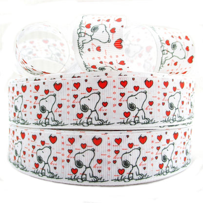 🐾 Bedrucktes Ripsband Snoopy's Himmelsblick mit Herzen und Schriftzug ❤️