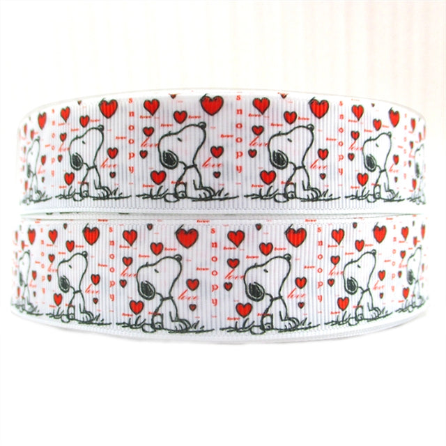 🐾 Bedrucktes Ripsband Snoopy's Himmelsblick mit Herzen und Schriftzug ❤️