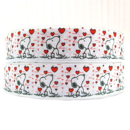 🐾 Bedrucktes Ripsband Snoopy's Himmelsblick mit Herzen und Schriftzug ❤️