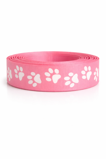 🐾 Tierische Pfoten-Prints – Klassisches Ripsband in Rot, Pink, Blau, Weiß & Schwarz 🐾